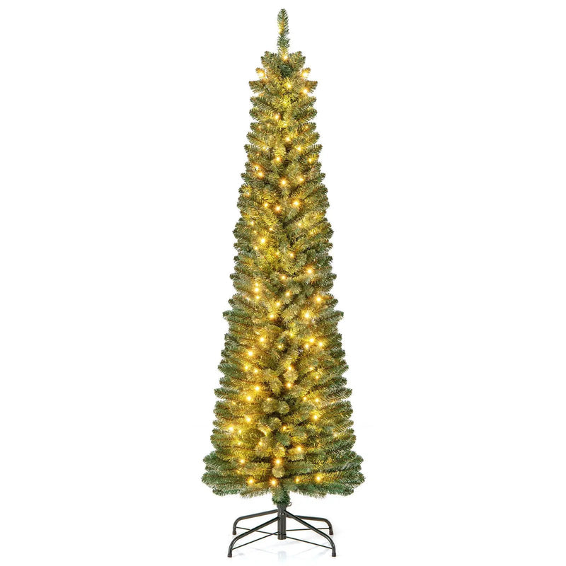 Pencil Christmas Tree with Memory Wire Branch Tips and Warm LED Lights by DirectDeals