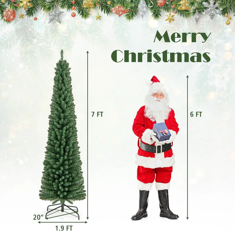 Pencil Christmas Tree with Memory Wire Branch Tips and Warm LED Lights by DirectDeals