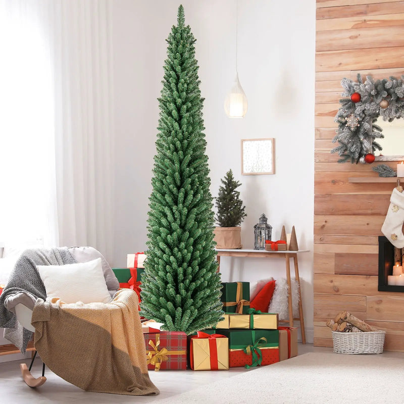 Pencil Christmas Tree with Memory Wire Branch Tips and Warm LED Lights by DirectDeals