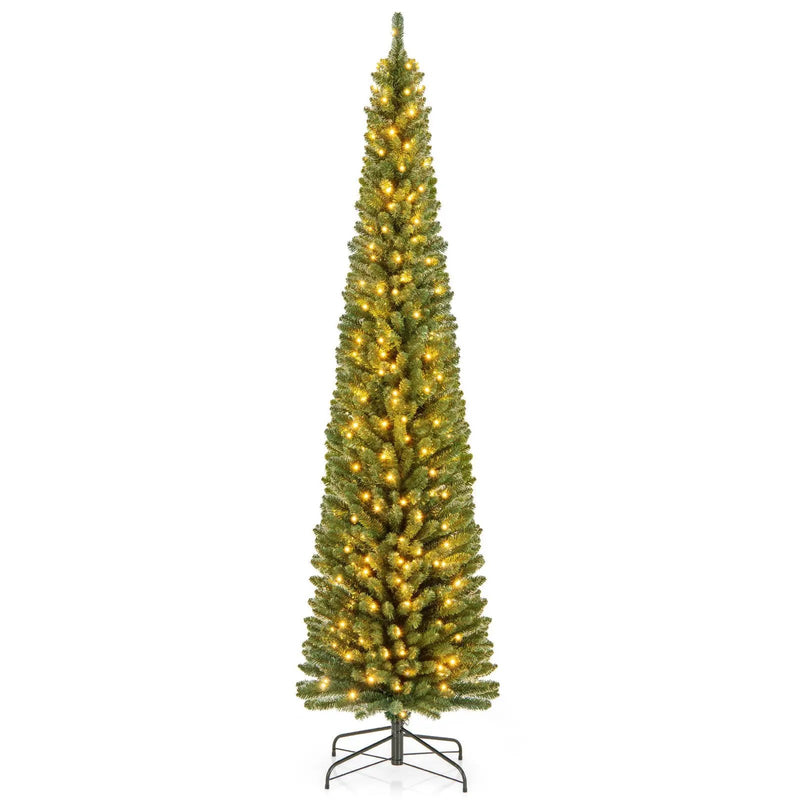 Pencil Christmas Tree with Memory Wire Branch Tips and Warm LED Lights by DirectDeals