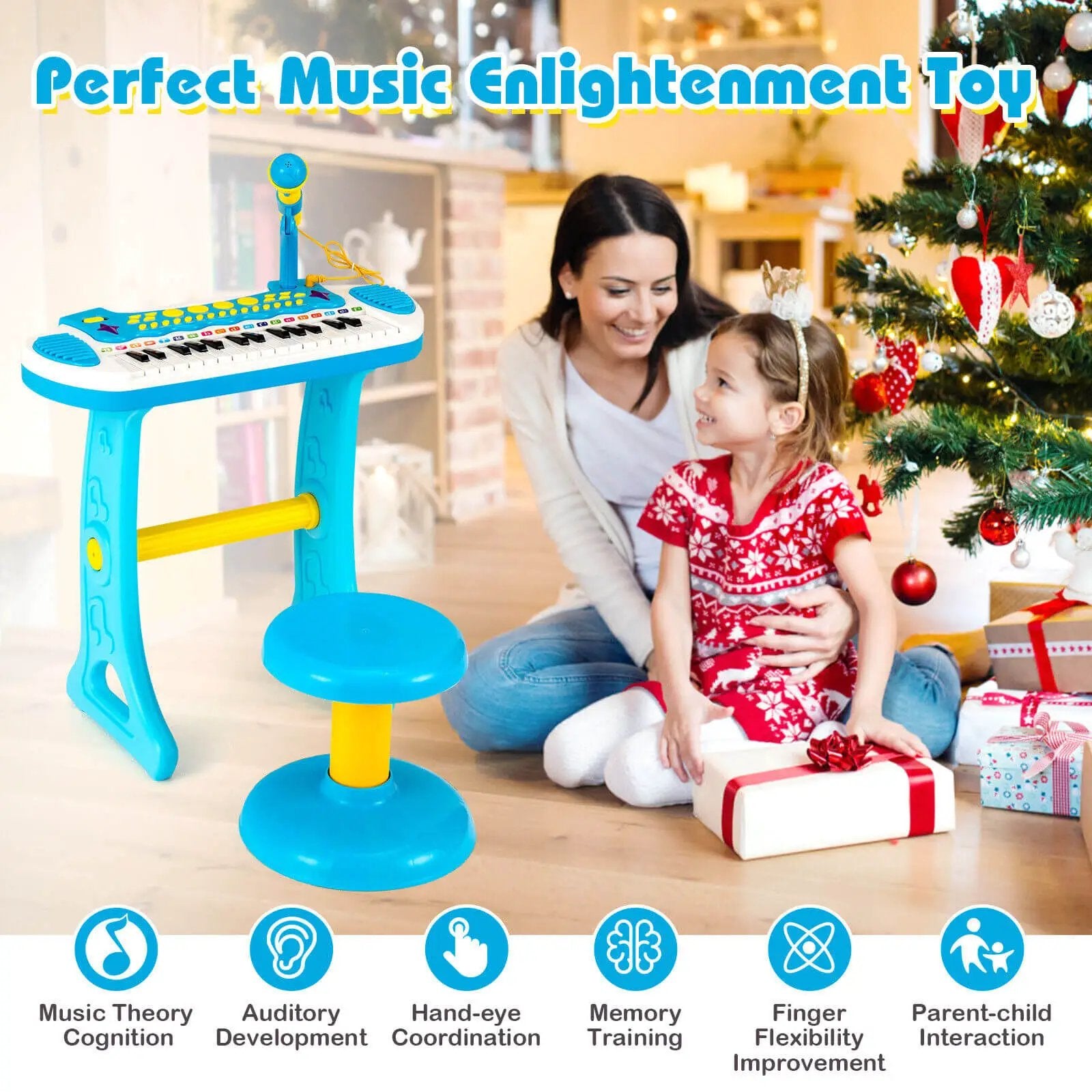 31-Key Kids Piano Keyboard Toy with Microphone and Multiple Sounds for Age 3+ by DirectDeals