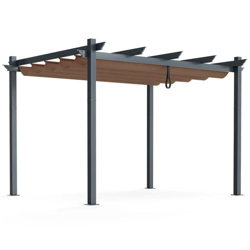 10 x 12 Feet Outdoor Aluminum Retractable Pergola Canopy Shelter Grape Trellis by DirectDeals