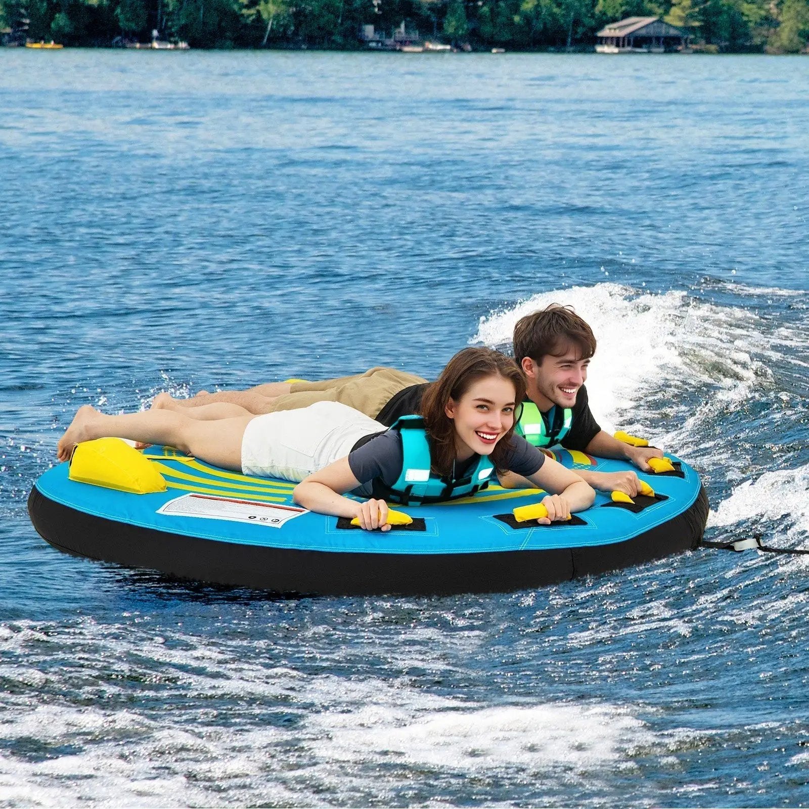 3-Person Inflatable Boat Tube Towable Platform with Double Valves by DirectDeals