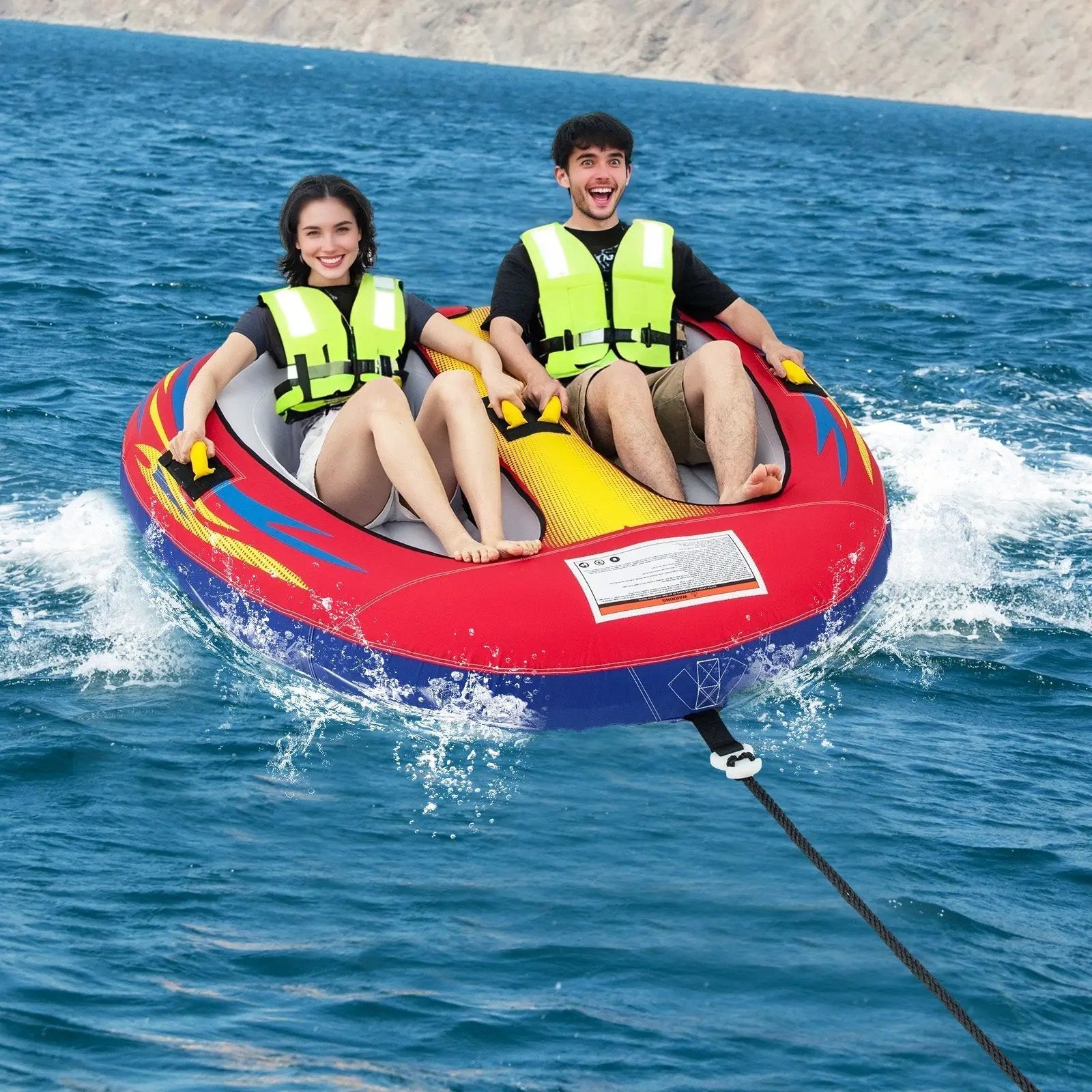 1 or 2 Person Inflatable Towable Tube for Boating with Drainage by DirectDeals