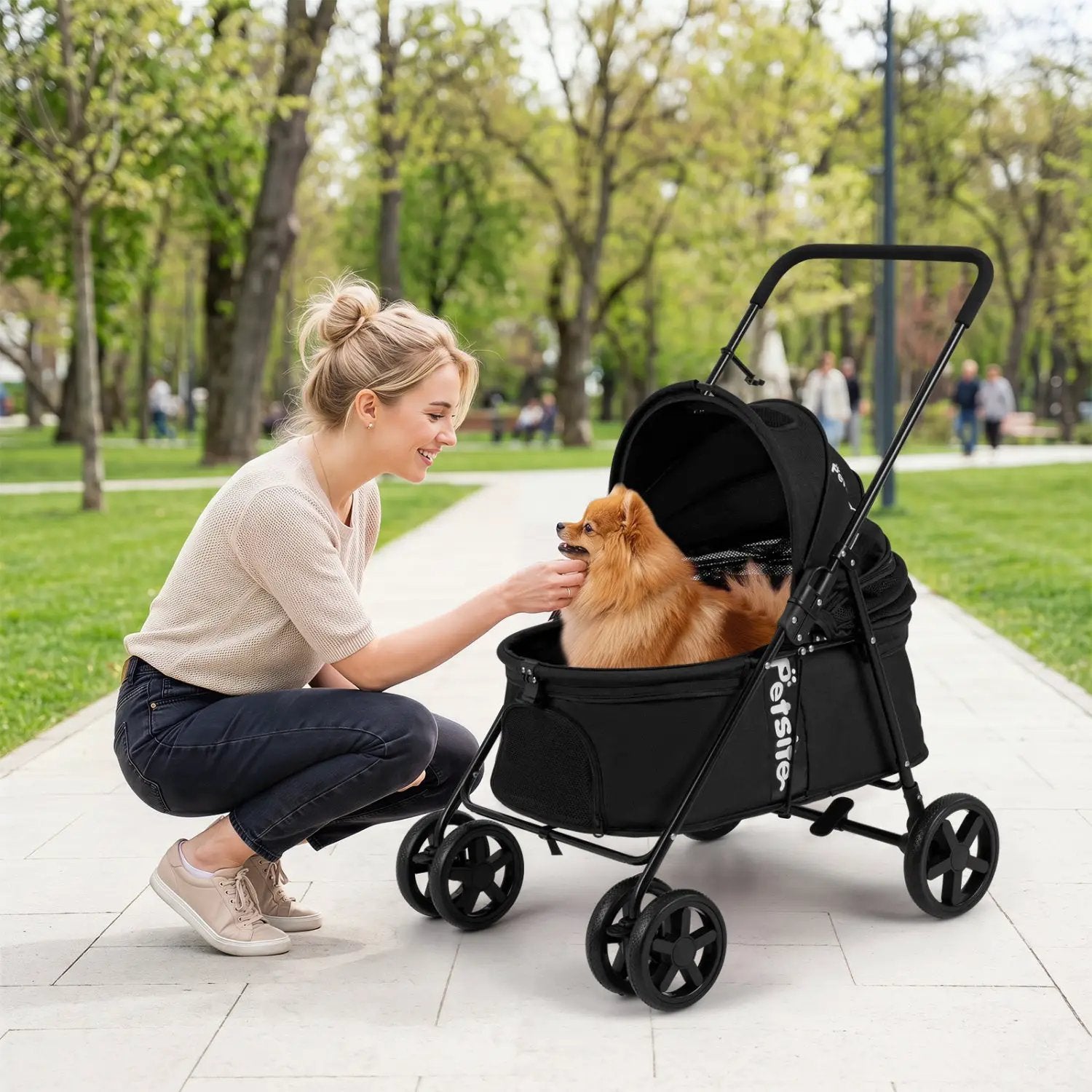 Foldable Pet Stroller for Small to Medium Dogs with Brake by DirectDeals