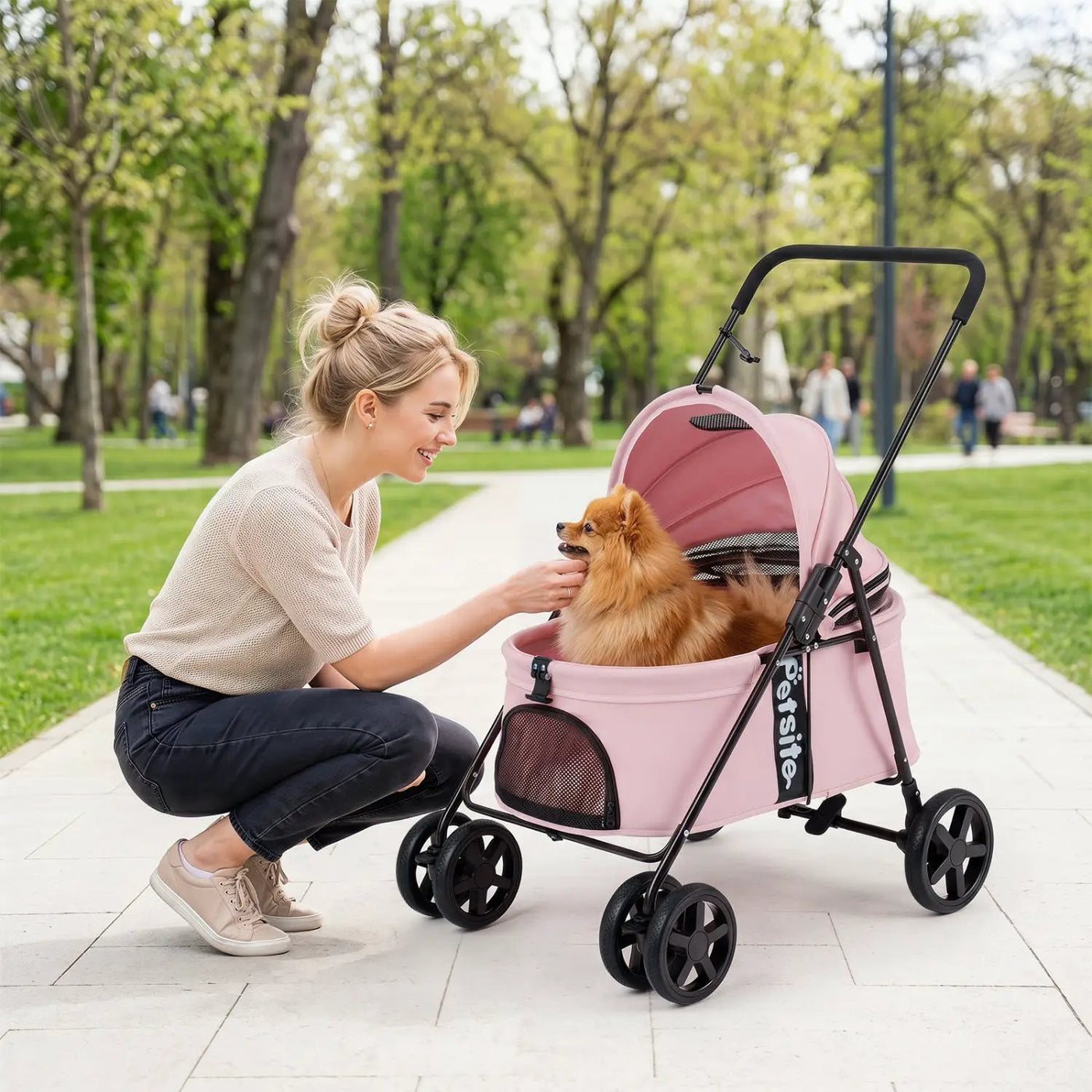 Foldable Pet Stroller for Small to Medium Dogs with Brake by DirectDeals
