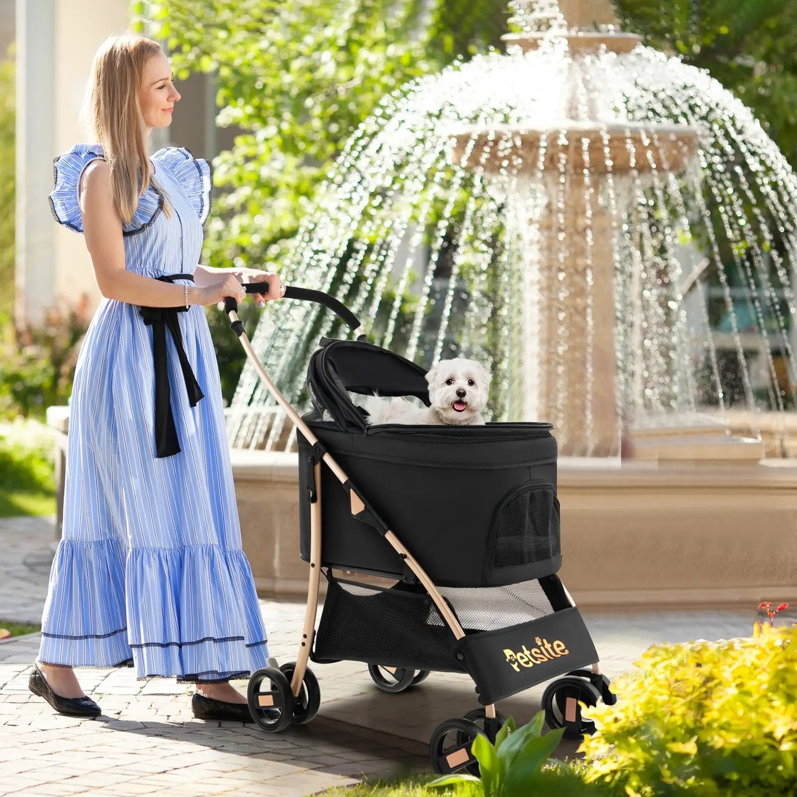 3-In-1 Pet Stroller with Removable Car Seat Carrier-Black by DirectDeals