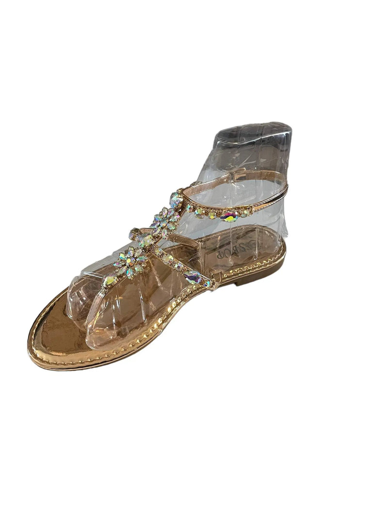 SB UP LS-01 Rose Gold with Gems Sandals by Selzalot
