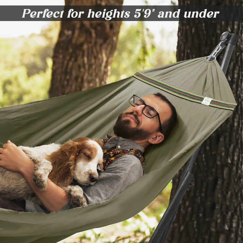 Tranquillo Uniki Canvas Hammock with Stand for Ultimate Relaxation by Megsu