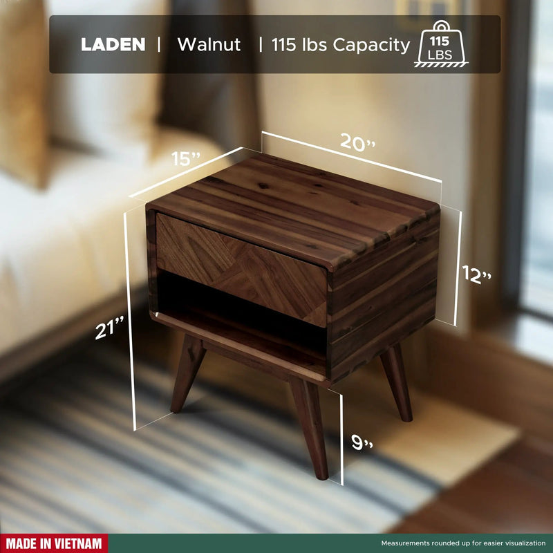 Laden Handcrafted Solid Wood Nightstand by Megsu