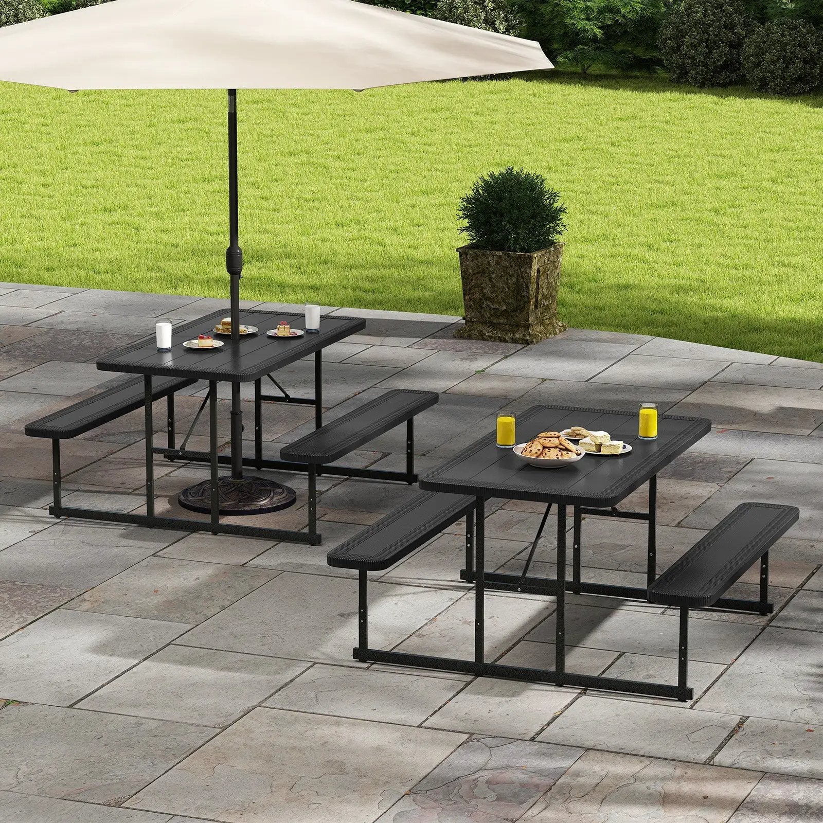 Picnic Table Bench Set for 2-4 People Outdoor Rectangular Camping Dining Table by DirectDeals