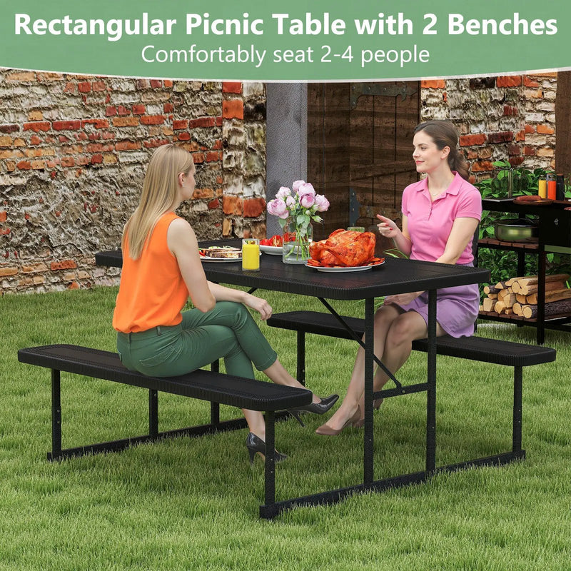 Picnic Table Bench Set for 2-4 People Outdoor Rectangular Camping Dining Table by DirectDeals