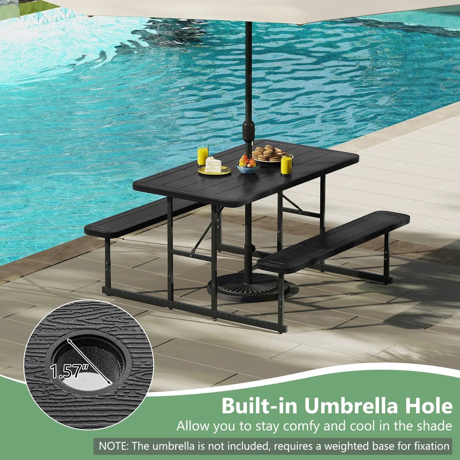 Picnic Table Bench Set for 2-4 People Outdoor Rectangular Camping Dining Table by DirectDeals
