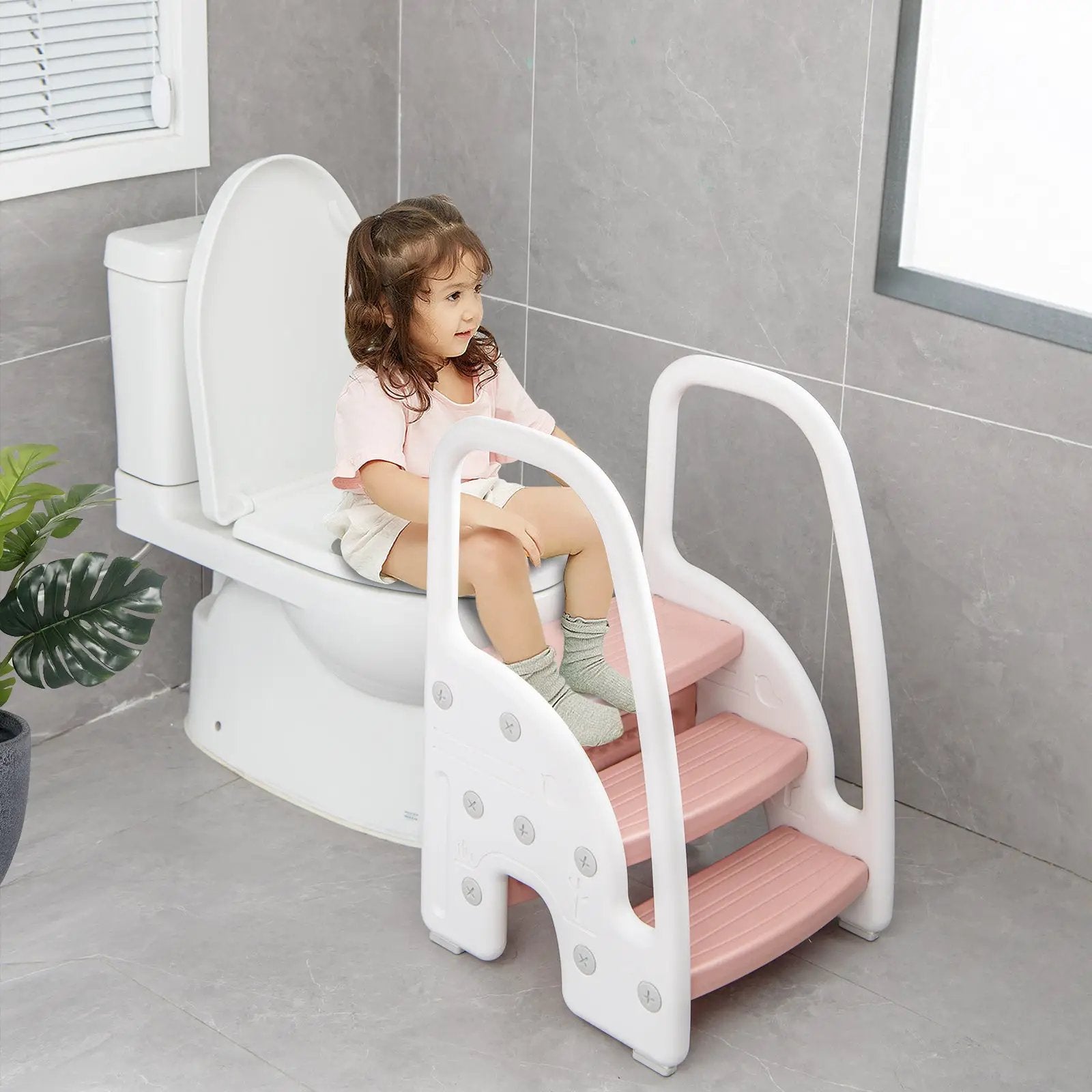 3-Step Stool with Safety Handles and Non-slip Pedals for Toddlers by DirectDeals