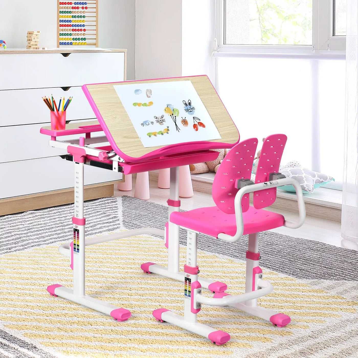 Height Adjustable Kids Study Desk and Chair Set by DirectDeals