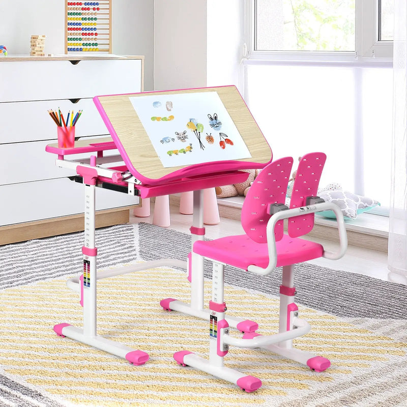 Height Adjustable Kids Study Desk and Chair Set by DirectDeals
