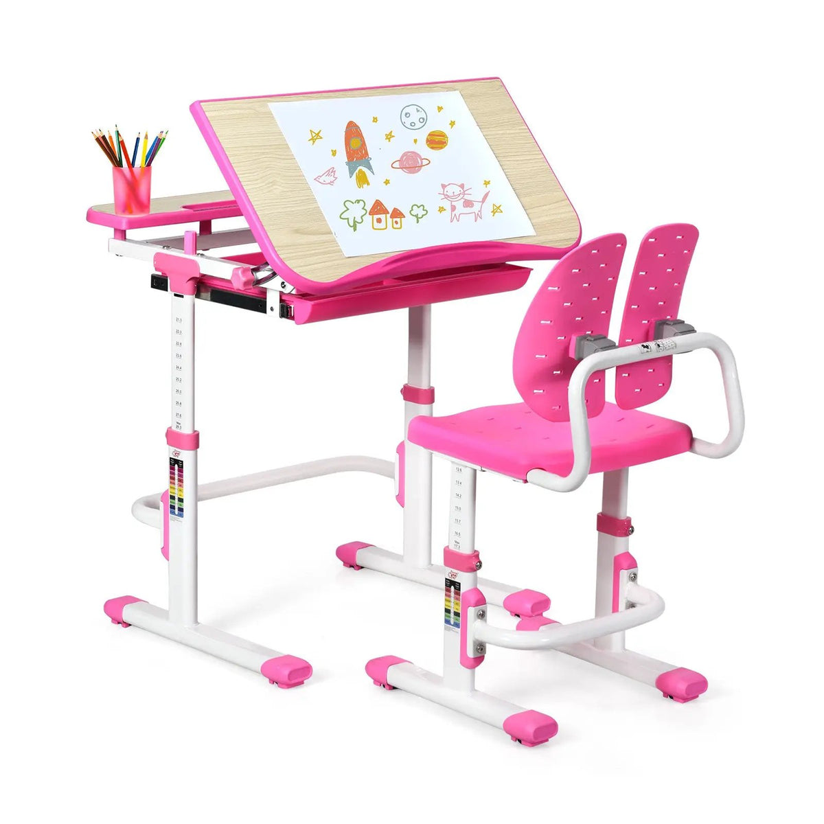 Height Adjustable Kids Study Desk and Chair Set by DirectDeals