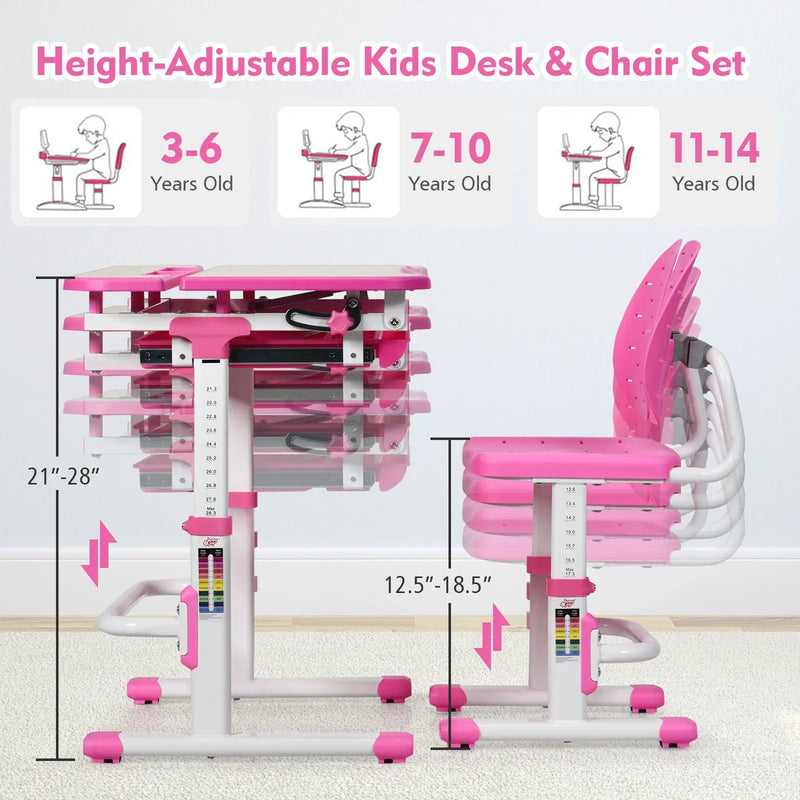 Height Adjustable Kids Study Desk and Chair Set by DirectDeals