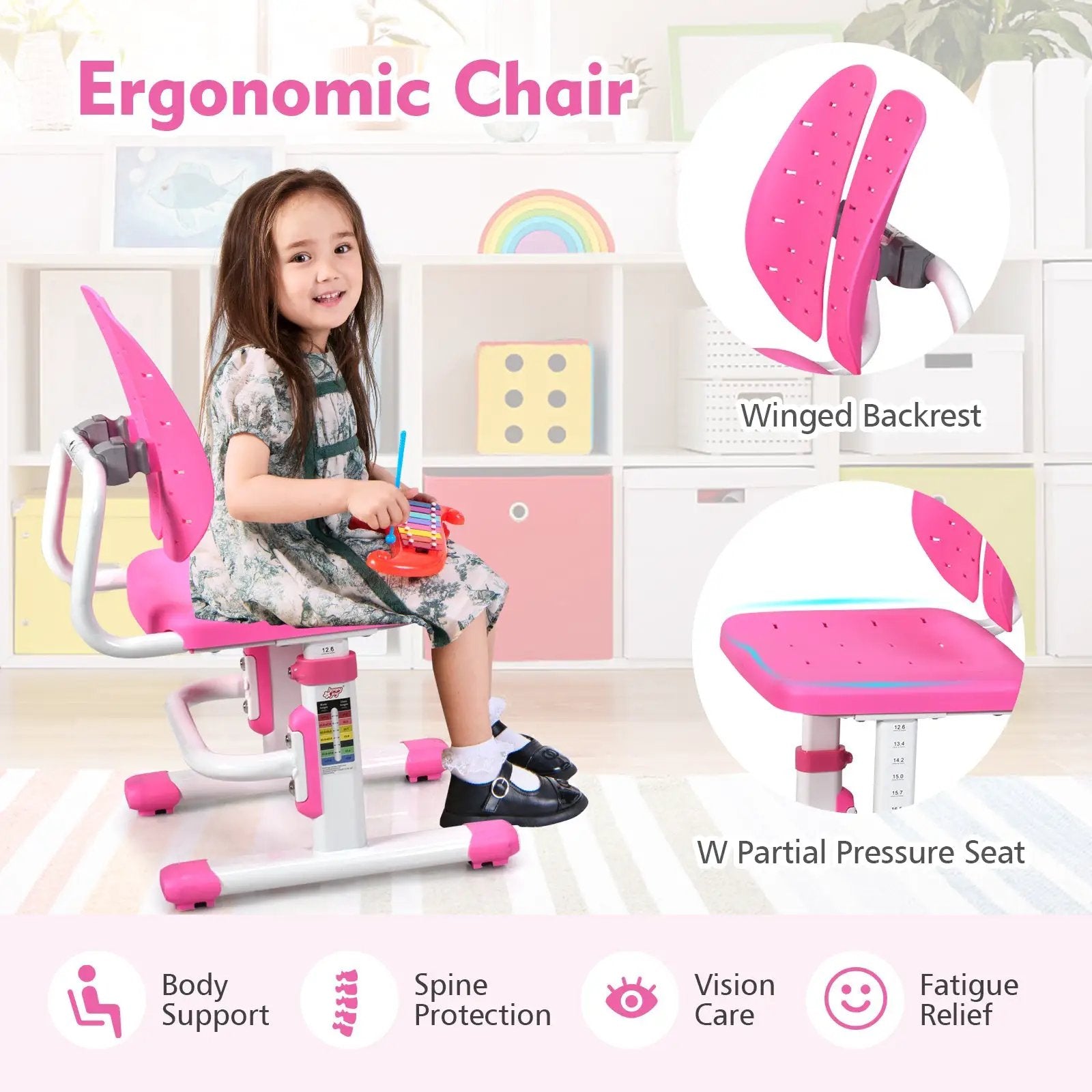 Height Adjustable Kids Study Desk and Chair Set by DirectDeals