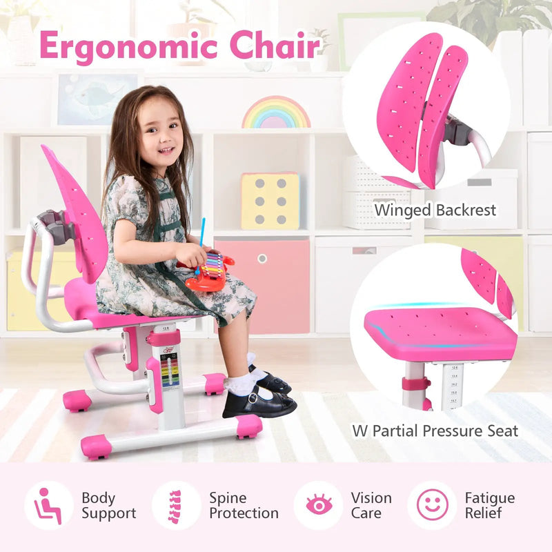 Height Adjustable Kids Study Desk and Chair Set by DirectDeals
