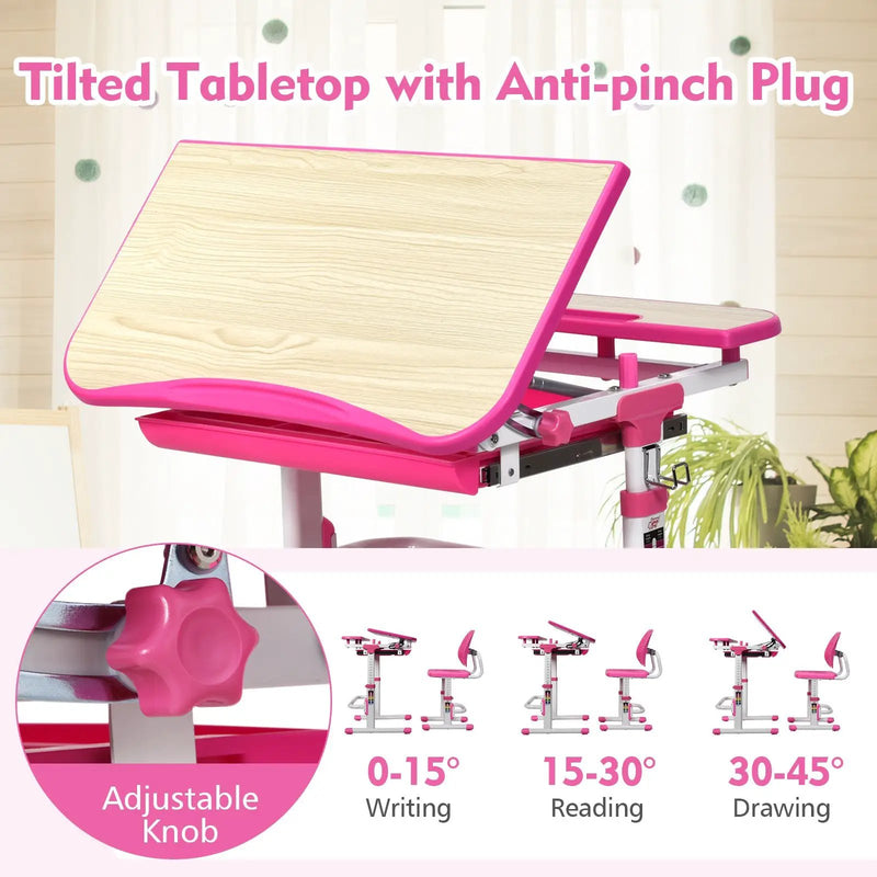 Height Adjustable Kids Study Desk and Chair Set by DirectDeals