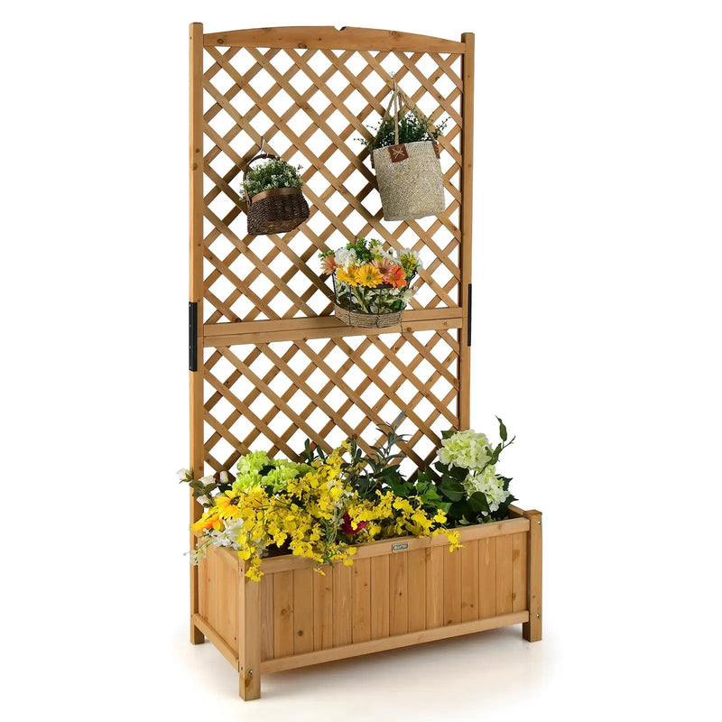 Planter Raised Bed with Trellis for Plant Flower Climbing-Orange by DirectDeals
