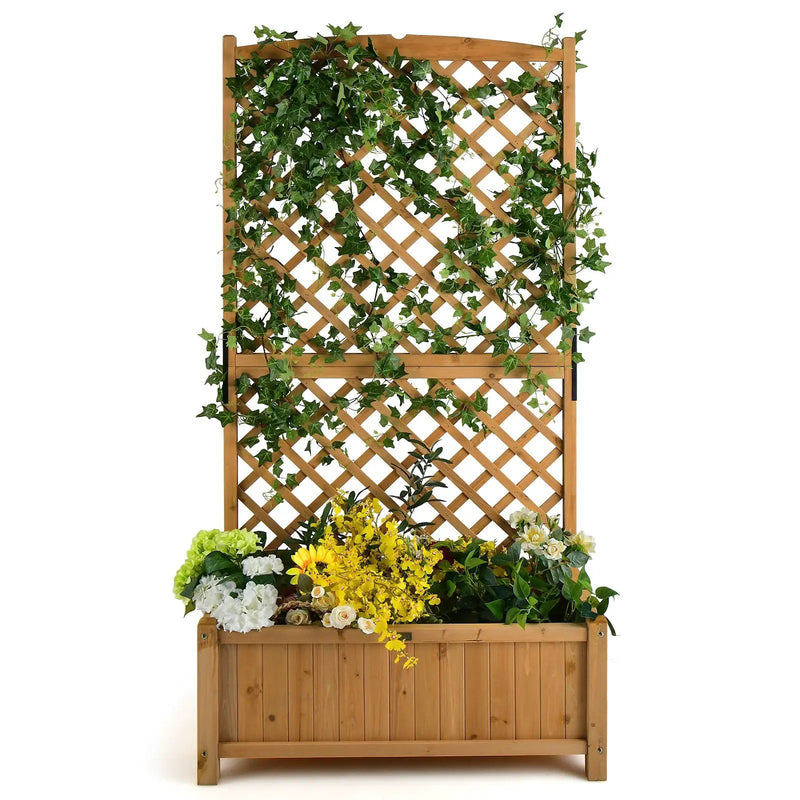 Planter Raised Bed with Trellis for Plant Flower Climbing-Orange by DirectDeals