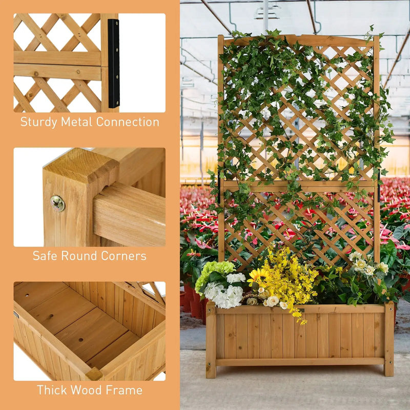 Planter Raised Bed with Trellis for Plant Flower Climbing-Orange by DirectDeals