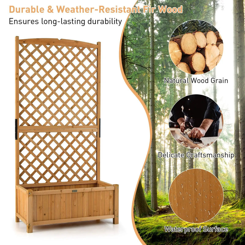 Planter Raised Bed with Trellis for Plant Flower Climbing-Orange by DirectDeals