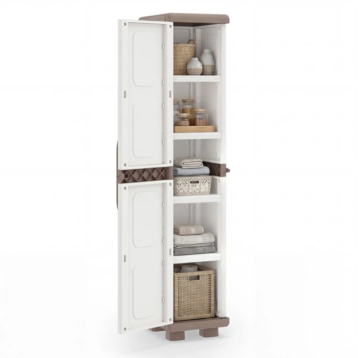 Plastic Kitchen Pantry with 4 Adjustable Shelves and Single Door for Living Room and Kitchen by DirectDeals