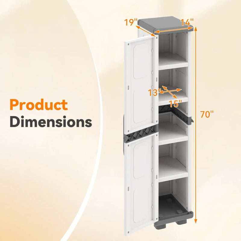 Plastic Kitchen Pantry with 4 Adjustable Shelves and Single Door for Living Room and Kitchen by DirectDeals