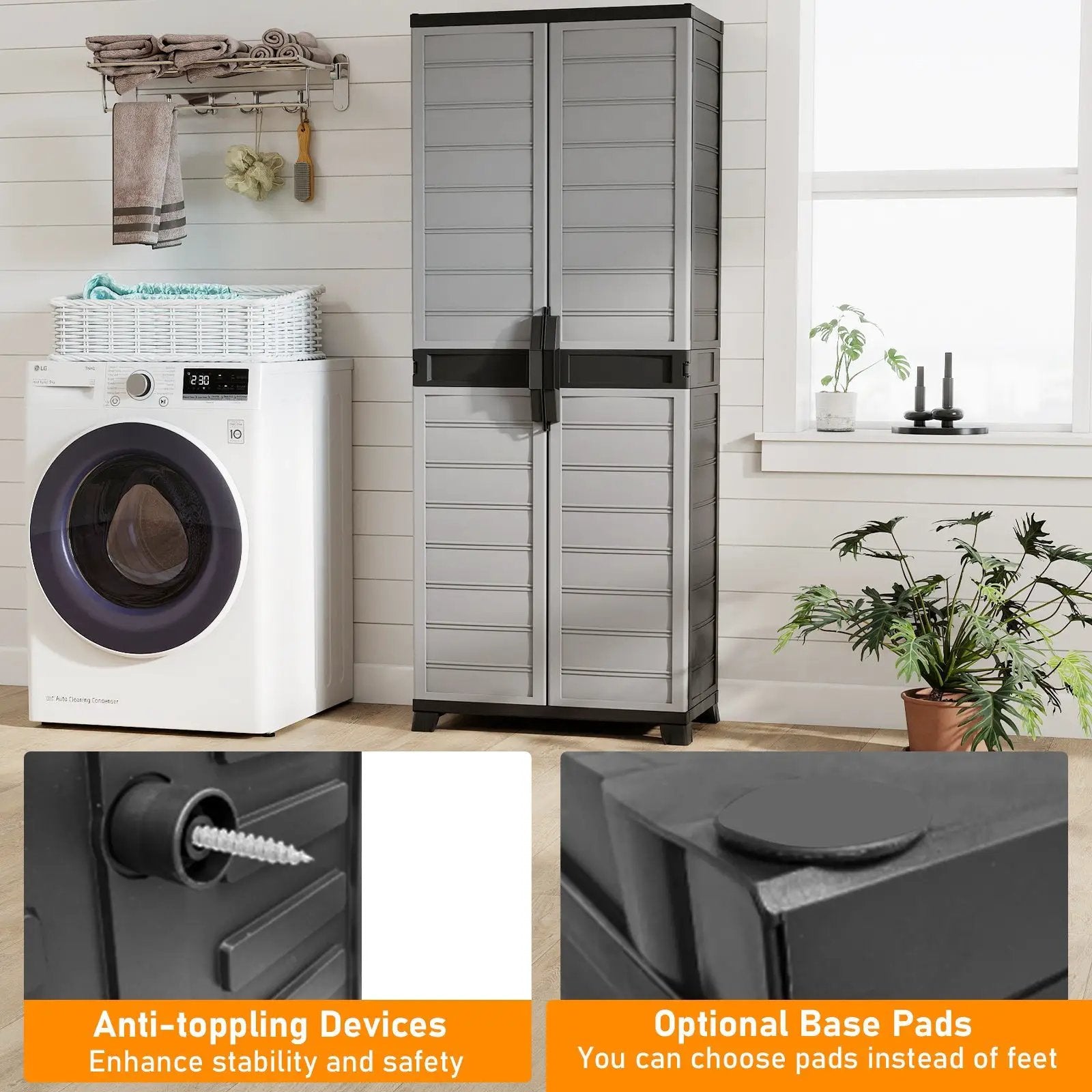 Plastic Lockable Storage Cabinet with Doors and 3 Adjustable Shelves by DirectDeals