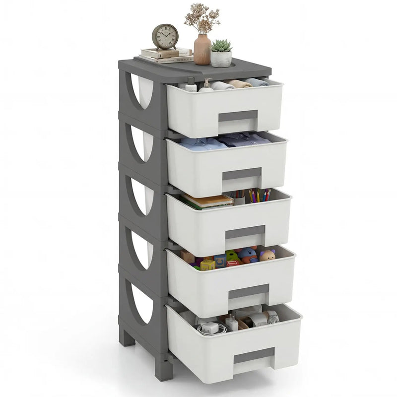 Plastic Storage Organizer with Handles and Compact Drawer Cabinet Side Table for Bedroom by DirectDeals