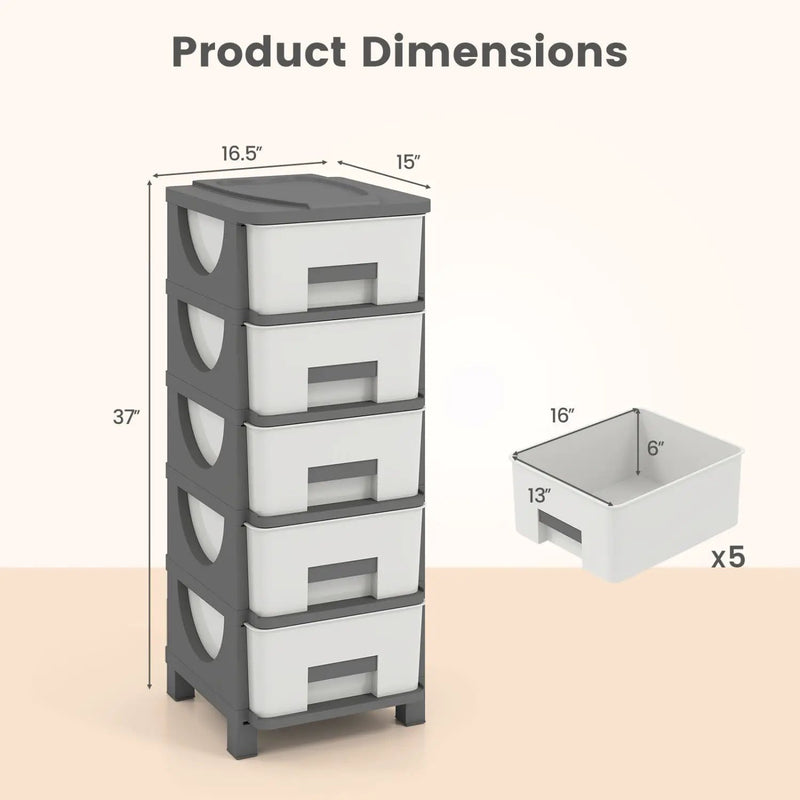 Plastic Storage Organizer with Handles and Compact Drawer Cabinet Side Table for Bedroom by DirectDeals