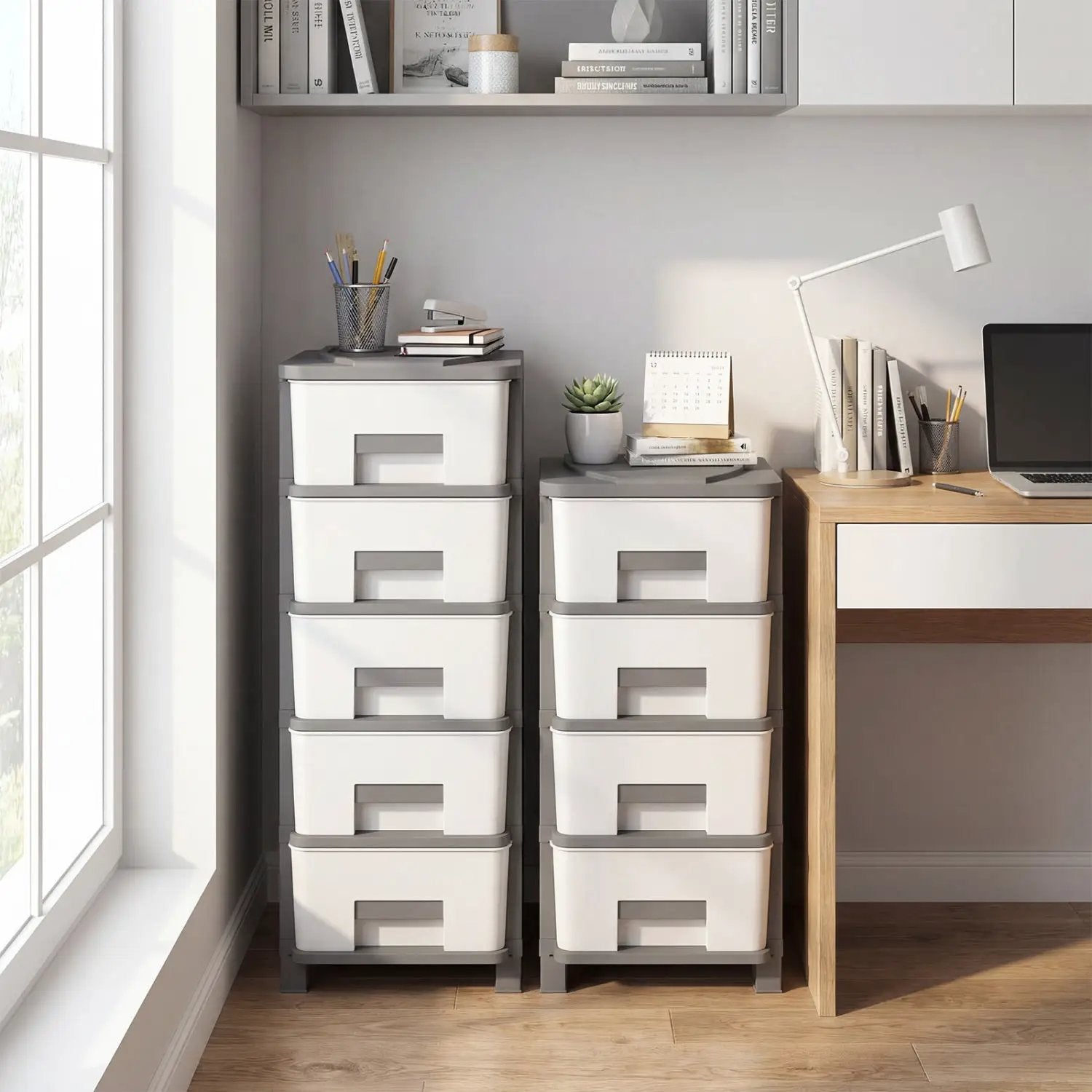 Plastic Storage Organizer with Handles and Compact Drawer Cabinet Side Table for Bedroom by DirectDeals