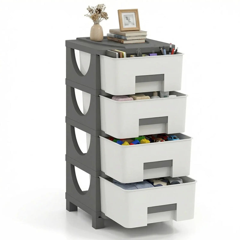Plastic Storage Organizer with Compact Drawer Cabinet Side Table for Bedroom by DirectDeals