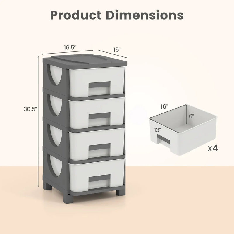 Plastic Storage Organizer with Compact Drawer Cabinet Side Table for Bedroom by DirectDeals