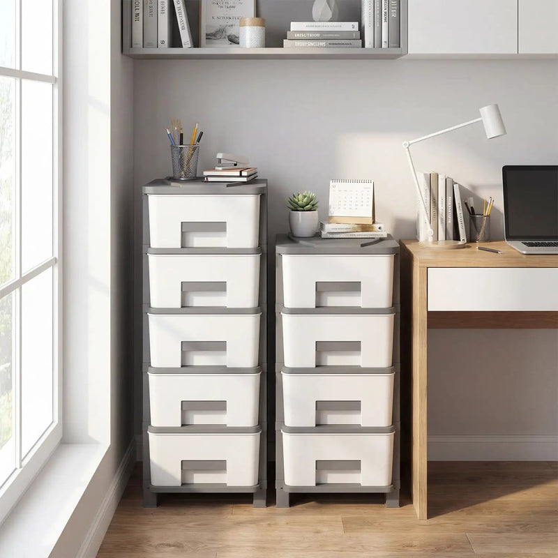Plastic Storage Organizer with Compact Drawer Cabinet Side Table for Bedroom by DirectDeals