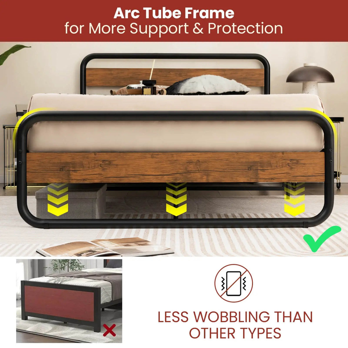 Arc Platform Bed with Headboard and Footboard-Full Size by DirectDeals