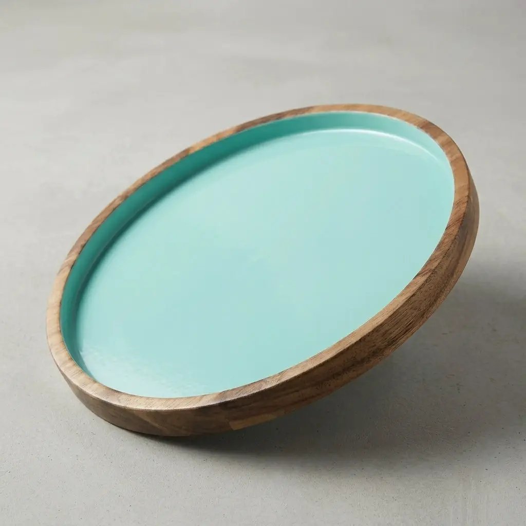House of Avana Blue Round Mango Wood Platter by House Of Avana