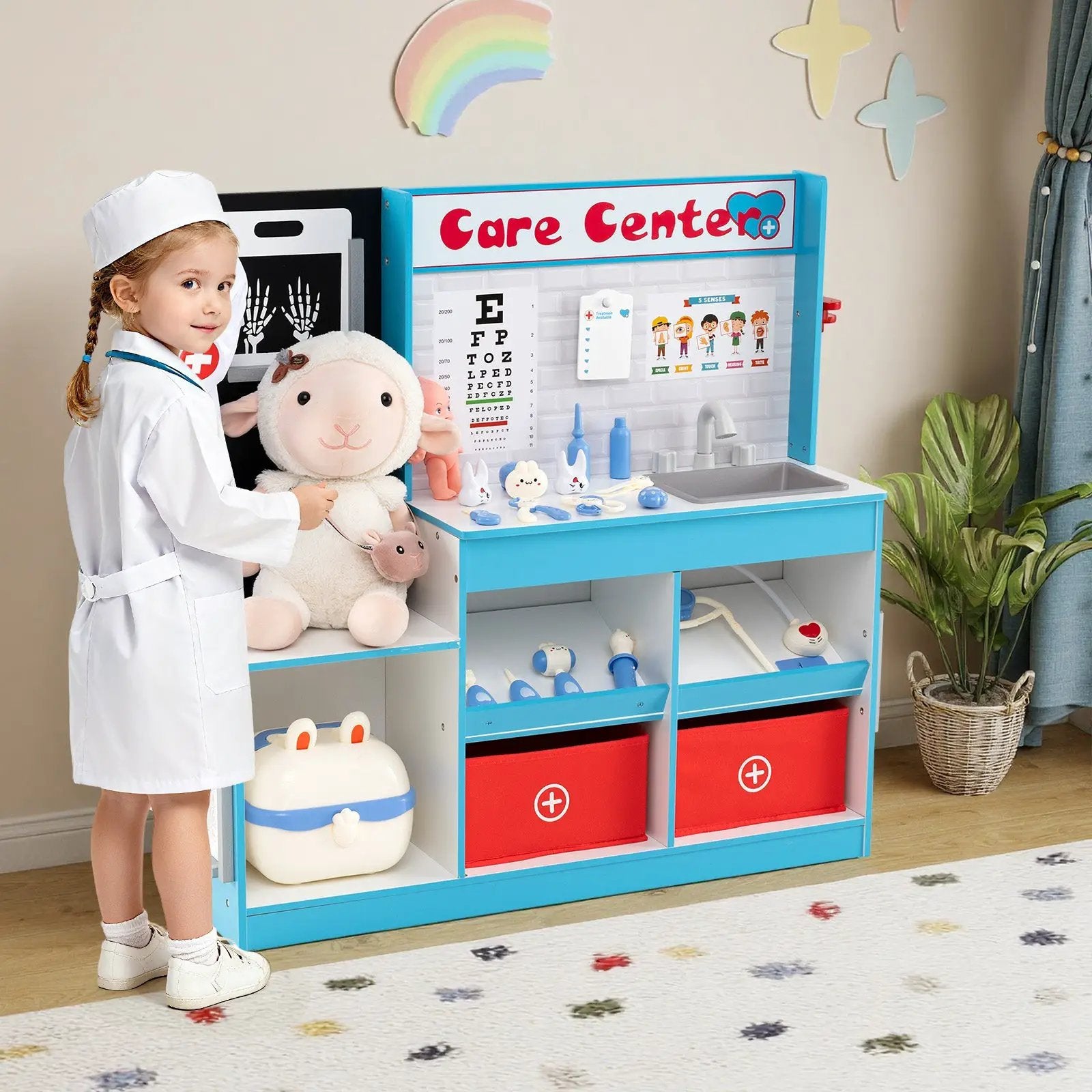 Play Doctor's Office Wood Medical Center Toy Set with Examine Region by DirectDeals