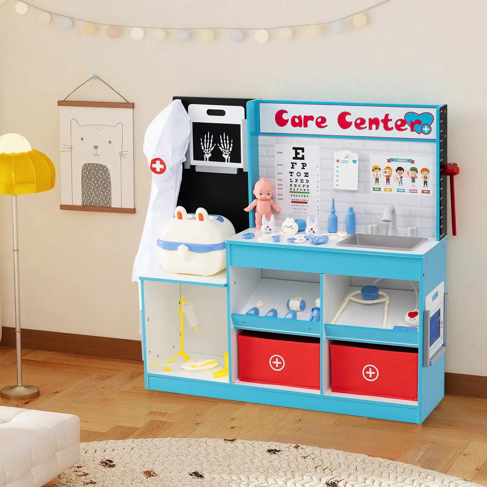 Play Doctor's Office Wood Medical Center Toy Set with Examine Region by DirectDeals