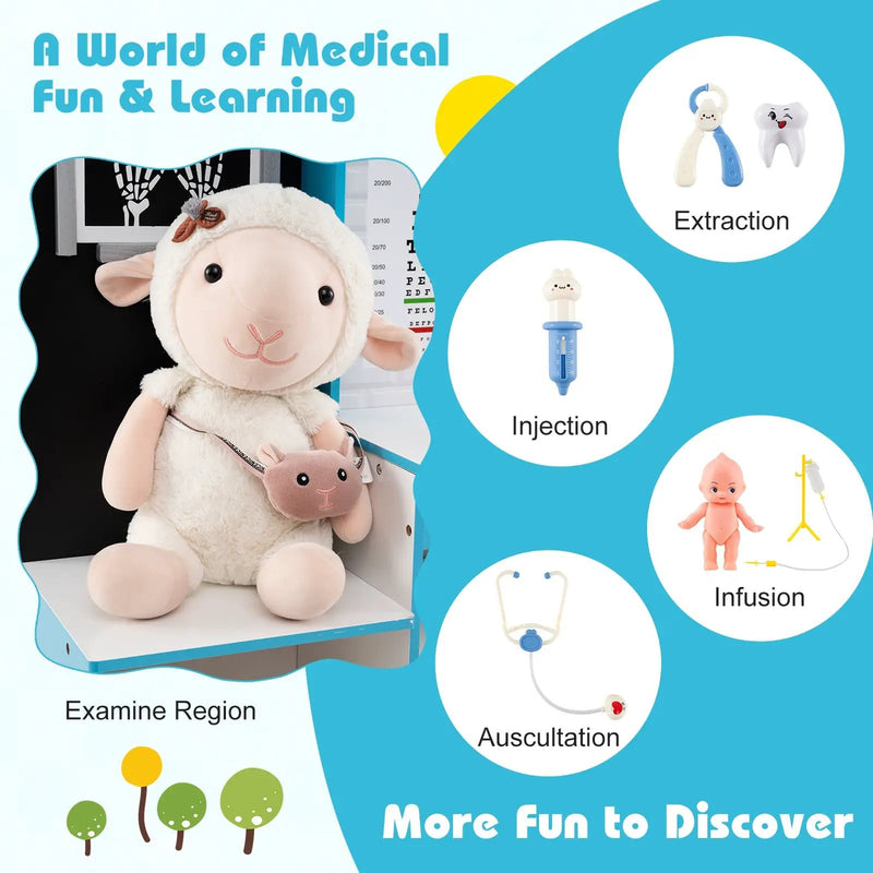 Play Doctor's Office Wood Medical Center Toy Set with Examine Region by DirectDeals