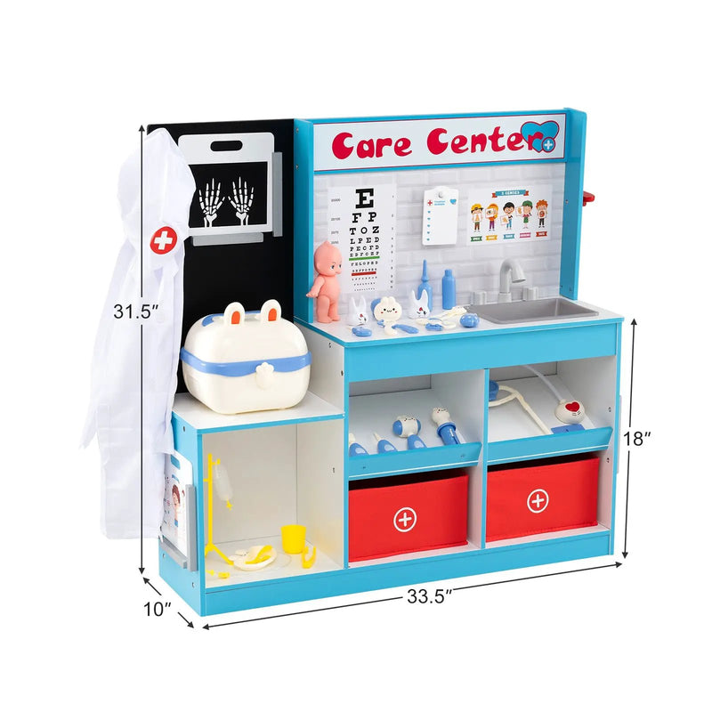 Play Doctor's Office Wood Medical Center Toy Set with Examine Region by DirectDeals
