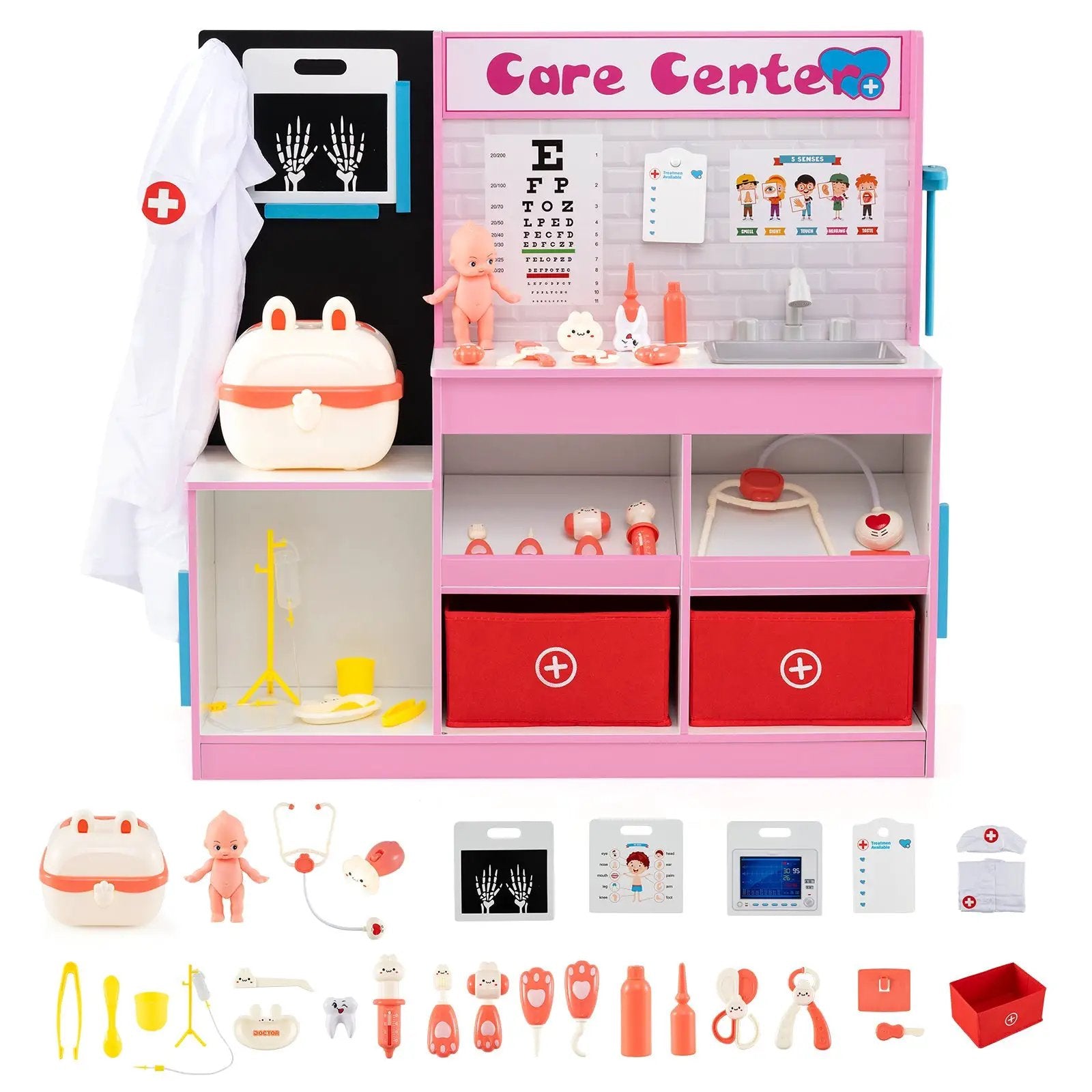 Play Doctor's Office Wood Medical Center Toy Set with Examine Region by DirectDeals