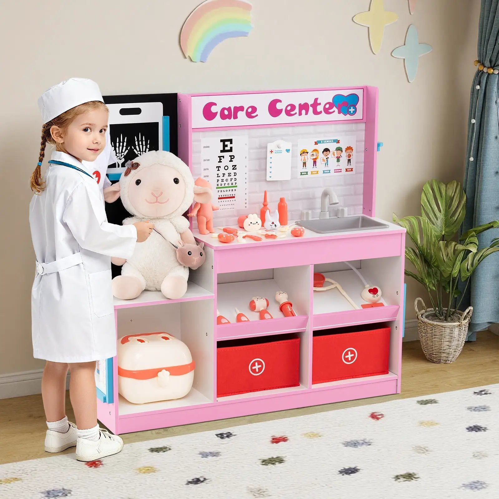 Play Doctor's Office Wood Medical Center Toy Set with Examine Region by DirectDeals