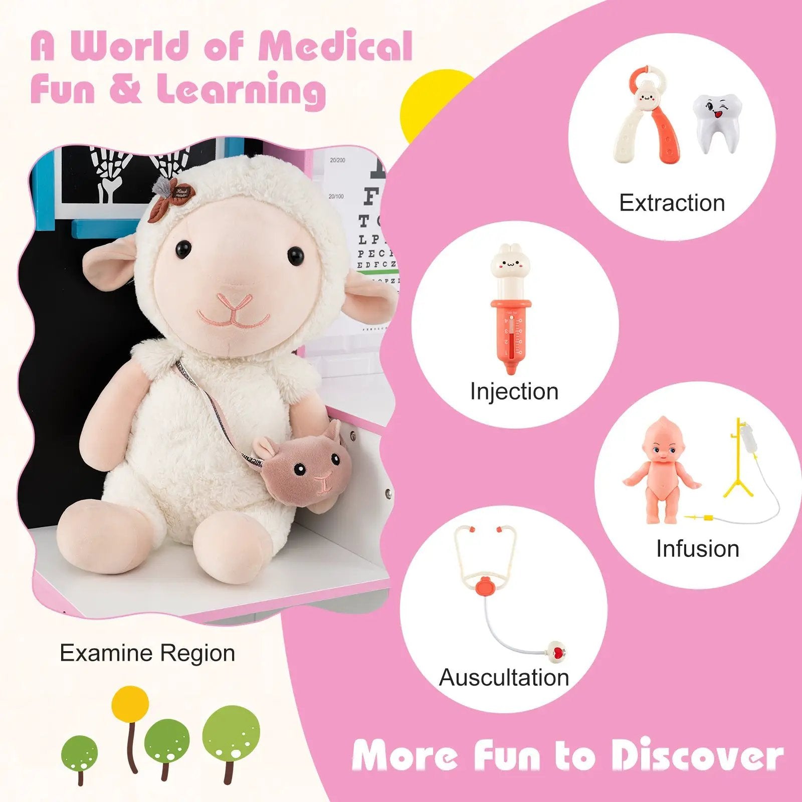 Play Doctor's Office Wood Medical Center Toy Set with Examine Region by DirectDeals