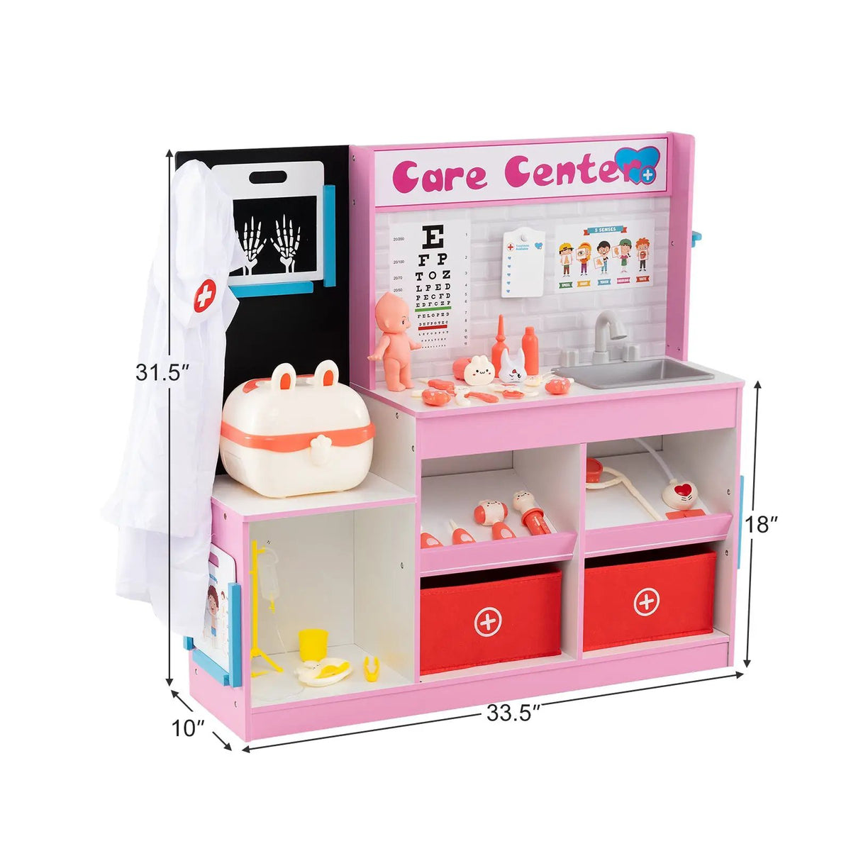 Play Doctor's Office Wood Medical Center Toy Set with Examine Region by DirectDeals