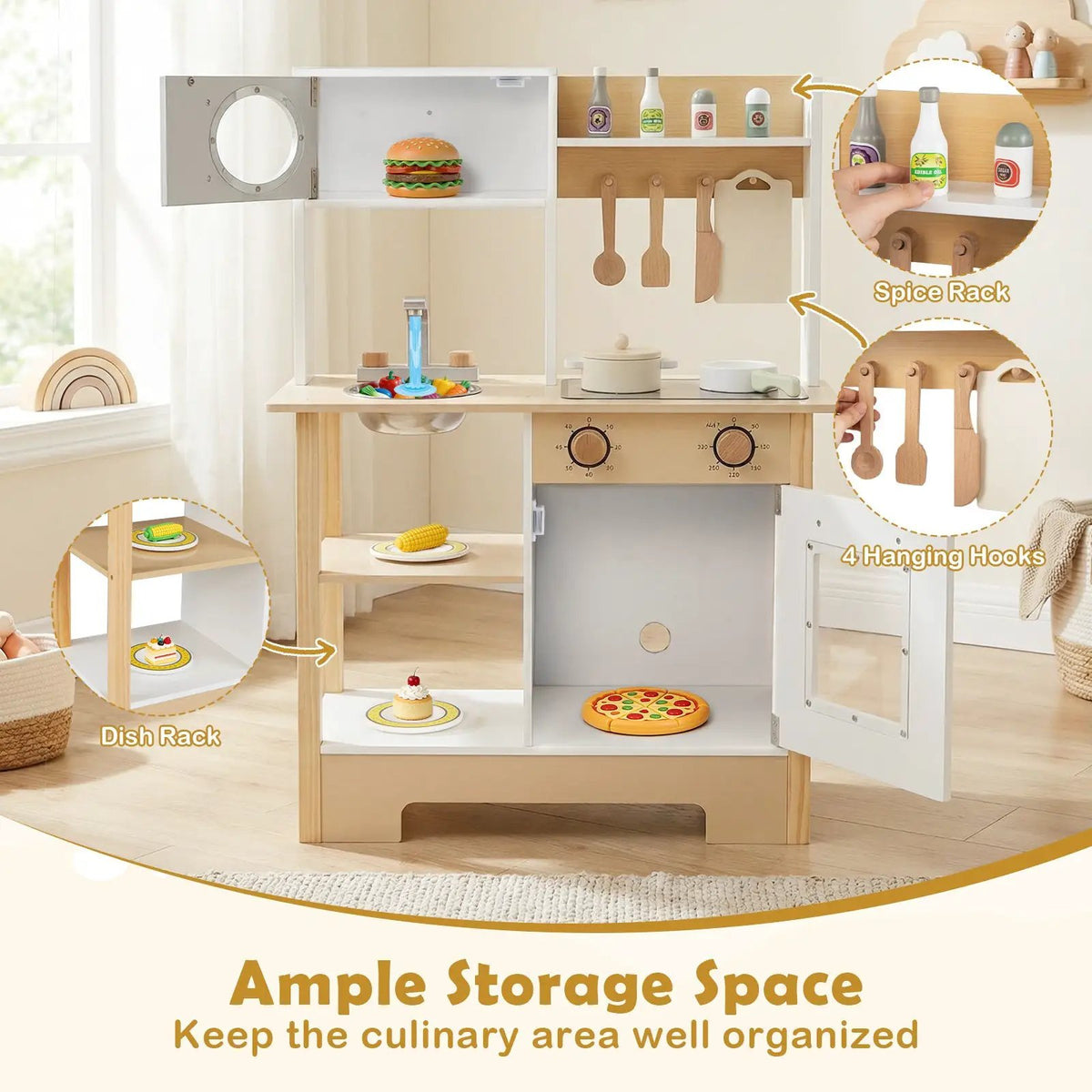 Play Kitchen Wooden Toy Kitchen Playset with Chalkboard Birthday Gift for Kids Aged 3 + by DirectDeals