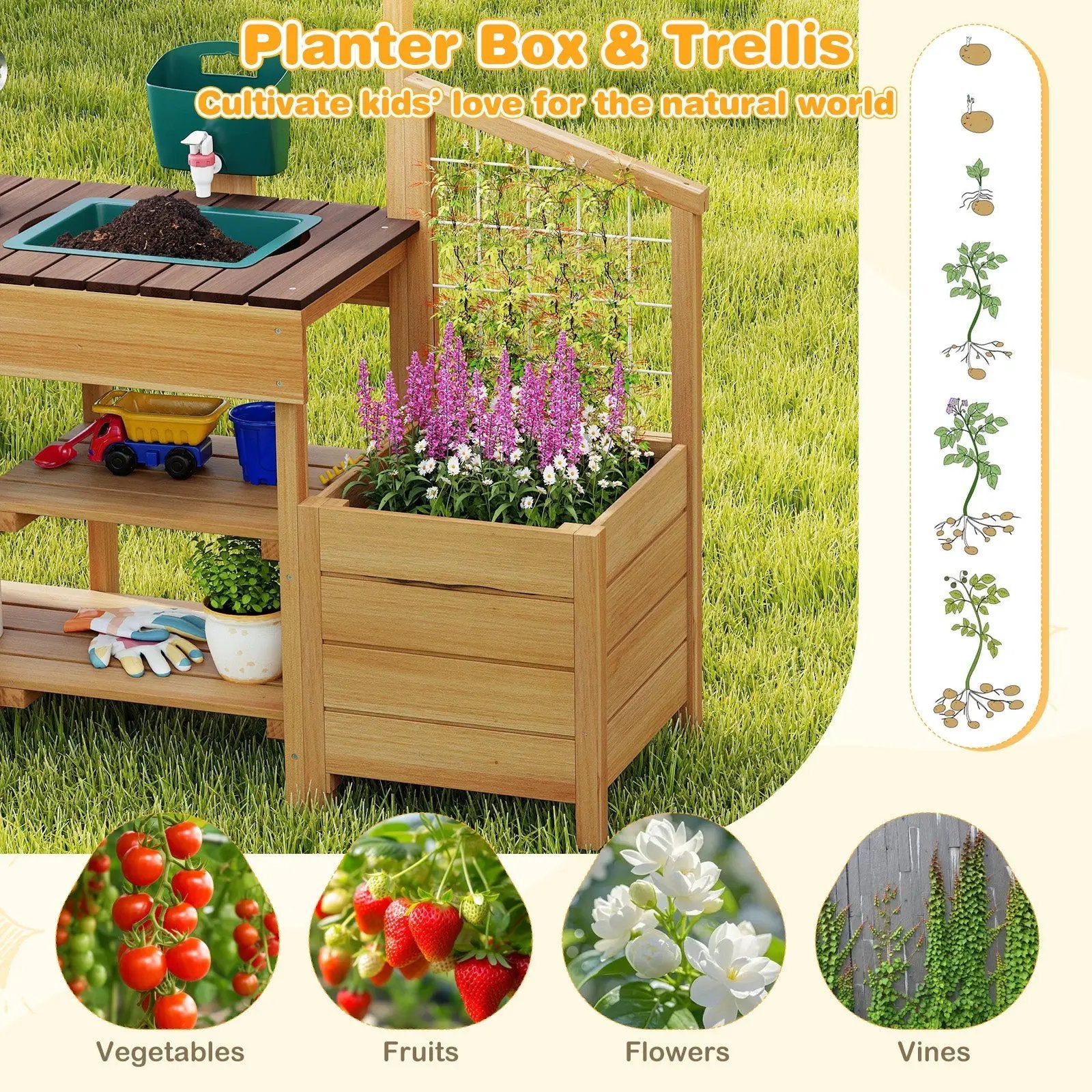 Play Kitchen for Kids Wooden Toy Kitchen Playset Pretend Mud Kitchen by DirectDeals